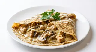 Палачинка с Пилешко Месо и Гъби + Айрян