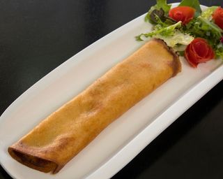 Crepes de vieiras y gambas