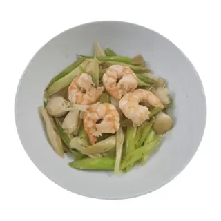 Gambas Con Puerro Chapa Caliente