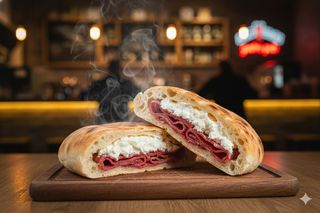 Lepinja sa kajmakom i suhim mesom