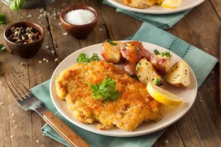 Escalope con salsa de champiñones