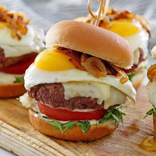 Fried Egg Burger With Cheese & Fries