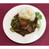 49. Ternera salteado con verduras combinado con arroz blanco