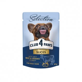 Club 4 Paws Premium Plus Selection вологий корм для дорослих собак малих порід - шматочки з яловичиною та овочами в соусі