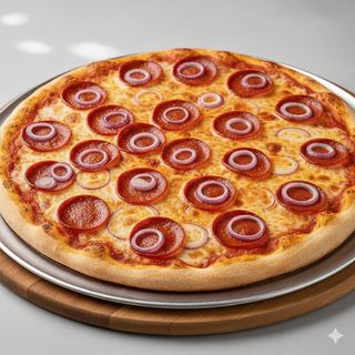 Pizza salame piccante e cipolla