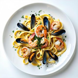 18. Tagliatelle con frutti di mare alla piastra