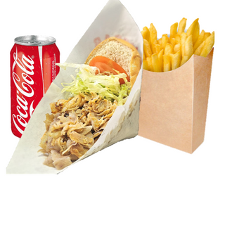 MENU KEBAB DOBLE ( MAS CARNE ) CON PATATAS Y REFRESCO