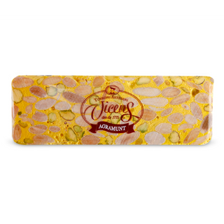 Turrón Duro Almendra con Limón y Pistachos Vicens Idividual 80 Gr.