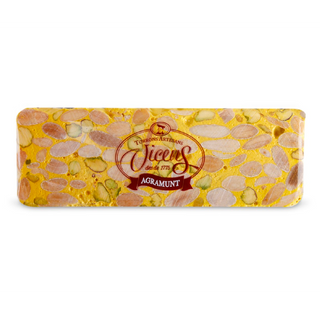 Turrón Duro Almendra con Limón y Pistachos Vicens Idividual 80 Gr.