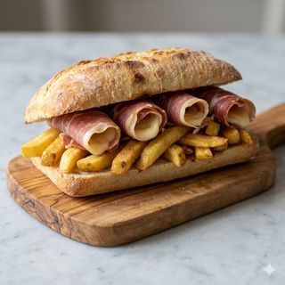 Involtino prosciutto, formaggio, patatine