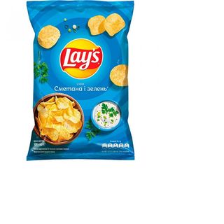 Чіпси Lays Зі Смаком Сметана Та Зелень, Велика Упаковка 120 Грм