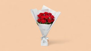 12 წითელი ჰოლანდიური ვარდი