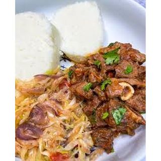 Mbuzi Fry with Ugali or 2 Chapati