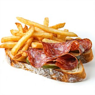 Bruschettone Con Salami Y Papas Fritas