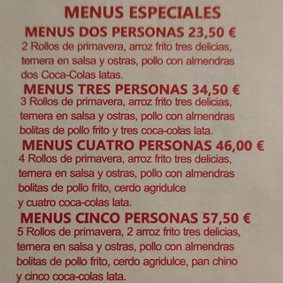 Menú Para 2 Personas