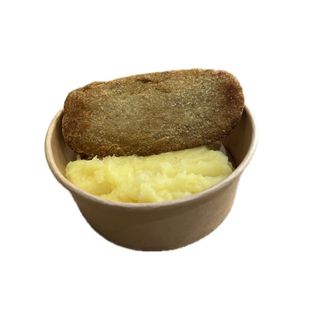 კარტოფილის პიურე 200 გრ და ქათმის კოტლეტი 100 გრ