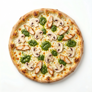 Pizza de pollo al pesto (mediana)