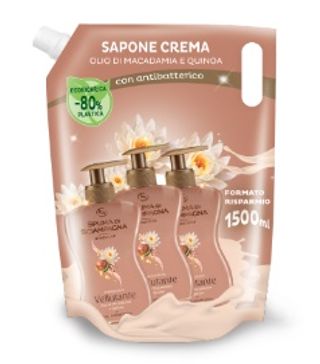 Rezerva de sapun lichid igienizant spuma di sciampagna cu ulei de macadamia si quinoai 1500ml