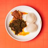 Efo Riro and Poundo with Goat Meat