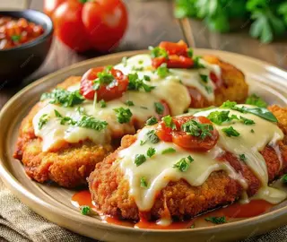 Snitel de Pui Gratinat cu Mozzarella si rosii