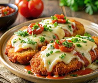 Snitel de Pui Gratinat cu Mozzarella si rosii