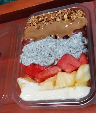 Granola Bowl With Both Peanut Butter and Chia Pudding