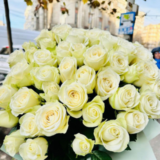 Buchet 21 trandafiri albi