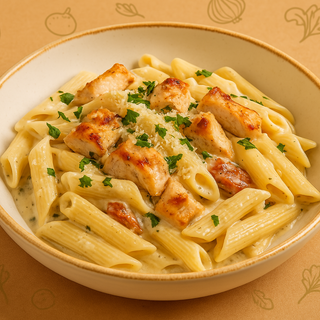 Penne au poulet a la sauce blanche cremeuse