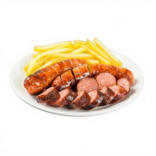 Ración Chorizo santarosano acompañado de patatas francesa