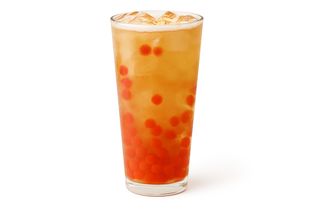 Iced Peach Green Tea with Melon Flavour Pearls