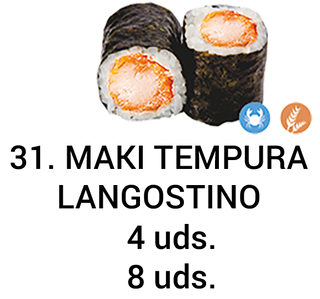 27. Maki De Tempura Langostino (8 Uds.)