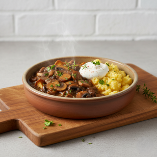 Tocăniţă de ciuperci cu mămăliguţă