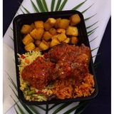 Jollof Rice Fried Rice, Chicken And Plantains