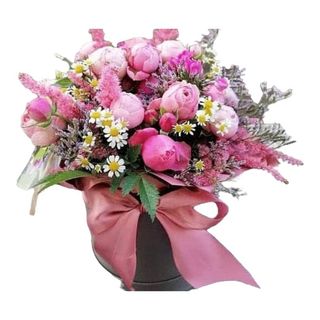 Szary Flowebox z Piwonią 