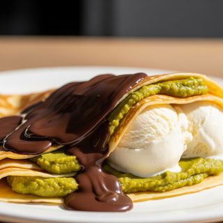 Crêpe Pistache, Chocolat & Glace Vanille