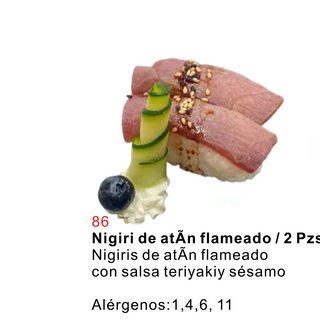 86 Nigiri de atun flameado 2pzs