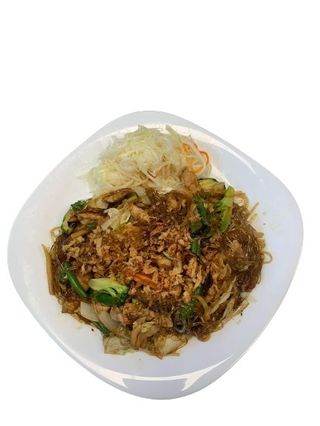 MAKARON SOJOWY SMAŻONY Z KREWETKAMI