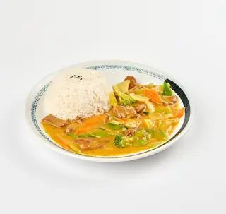 Riso bianco con manzo al curry