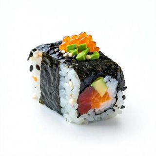 101FA .-Rollito Ebi Tempura Flambeado Con Arroz Negro 8 pzs.