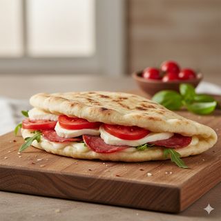 Piadina mozzarella, pomodoro, salame piccante