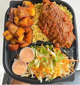 Special Fried Rice, pepper Turkey, Plantain, Salad