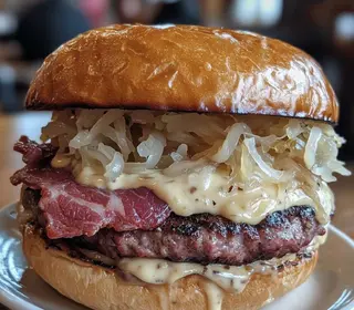 Burger with bacon and onion