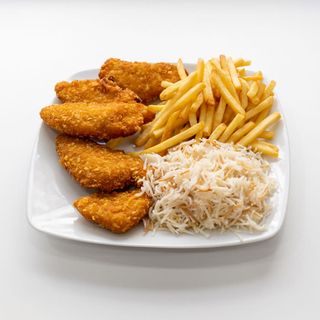 Menú Crujiente Con Patatas Y Arroz