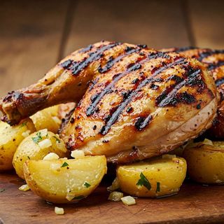Char-Grilled Chicken And Lyonnaise Potatoes