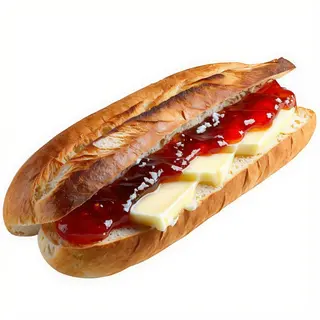 Bocadillo De Mantequilla Y Mermelada Pan Mollete