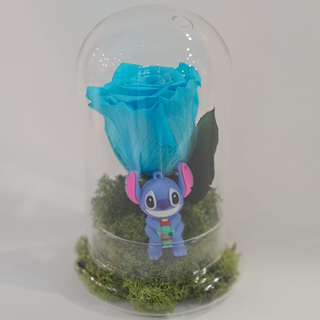 Rosa preservada en cupula turquesa