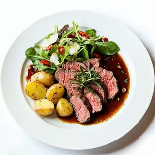 Plato con ternera y patatas