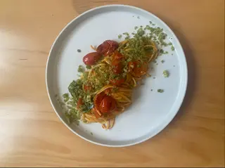 Spaghettone ai pomodorini infornati