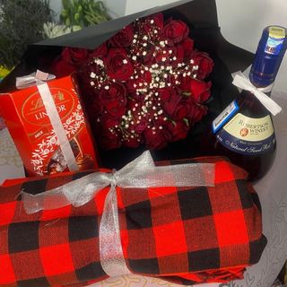 Mom's Serenity Bundle: Flowers, Wine, Masai Shuka, and Love