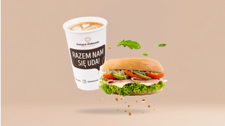 Bajgiel z szynką i serem + kawa